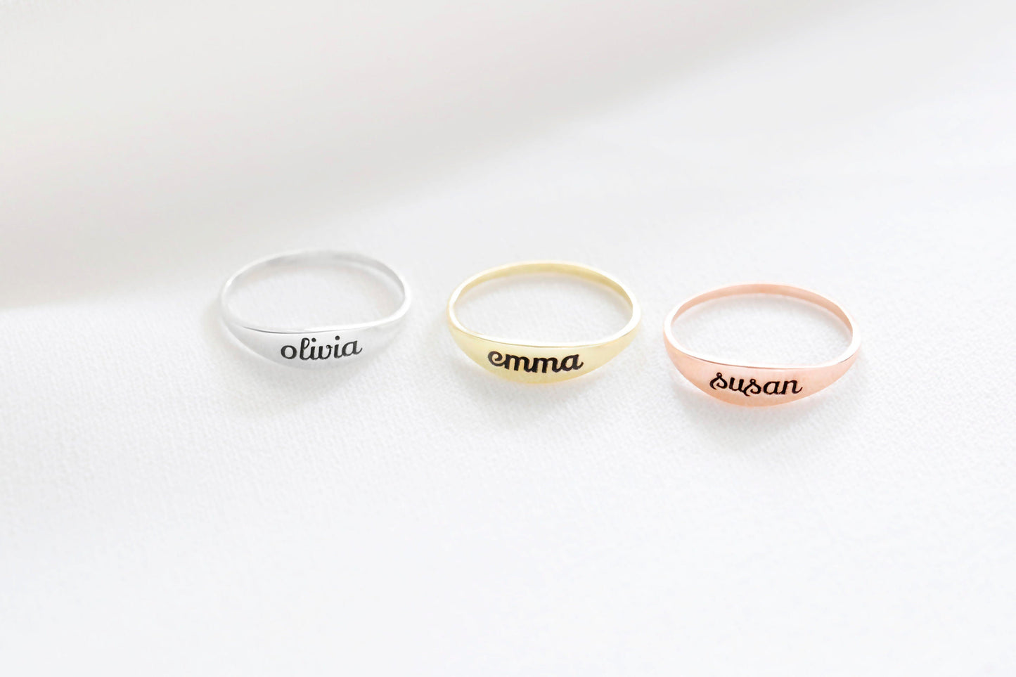 Custom Gold Name Ring - Personalized Stackable Engraved Jewelry for Her