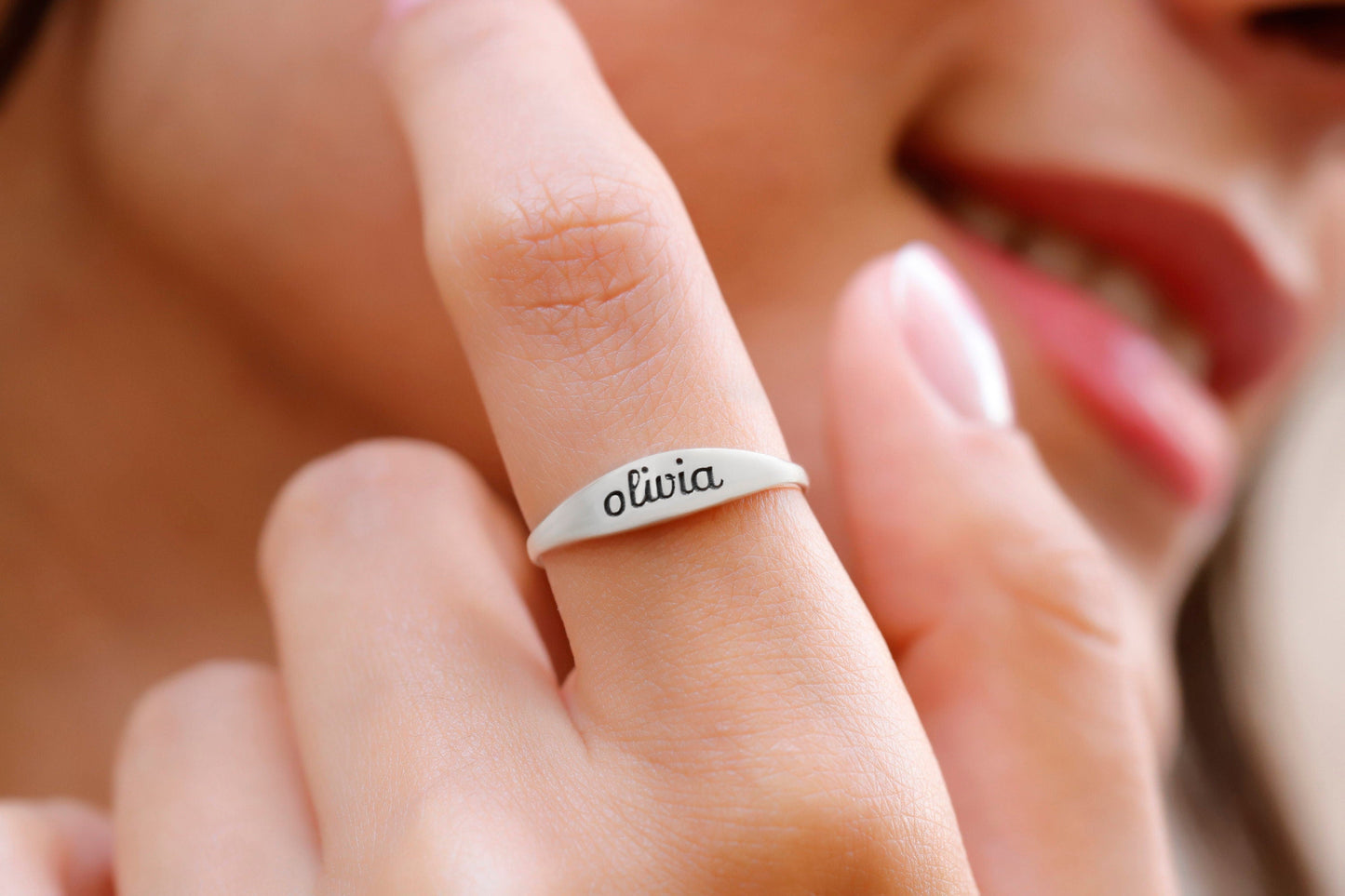Custom Gold Name Ring - Personalized Stackable Engraved Jewelry for Her